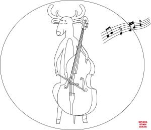 Geyik boyama sayfası, Deers coloring page, , deers deer playing double bass 