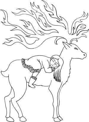 Geyik boyama sayfası, Deers coloring page, , deers deer and girl 