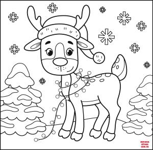 Geyik boyama sayfası, Deers coloring page, , deers christmas reindeer 