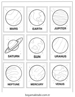 Gezegen boyama sayfası – sanatsal çalışma, çocuklar için
