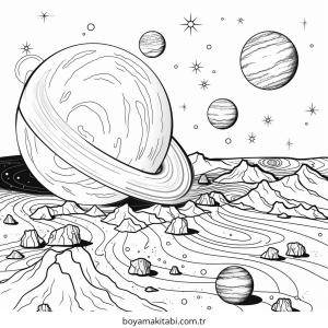 Gezegen boyama sayfası – kolay boyama, eğitici aktivite