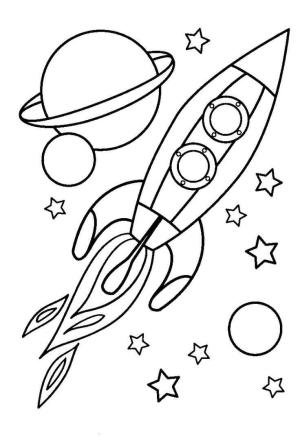 Gezegenler boyama sayfası,  coloring page, Uzay Gemisi ve Gezegen, 