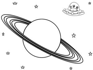 Gezegenler boyama sayfası,  coloring page, Gezegen ve UFO, 