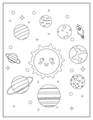 Gezegenler boyama sayfası,  coloring page, Karikatür Gezegen, 