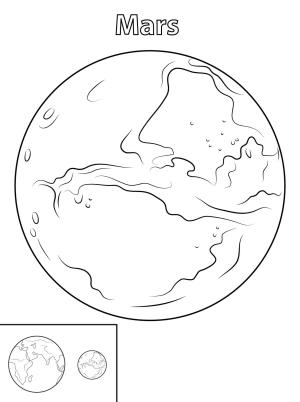 Gezegenler boyama sayfası,  coloring page, Mars Gezegeni, 