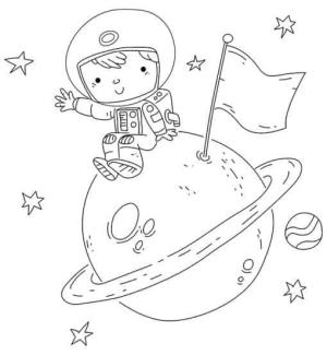 Gezegenler boyama sayfası,  coloring page, Gezegende Oturan Astronot, 