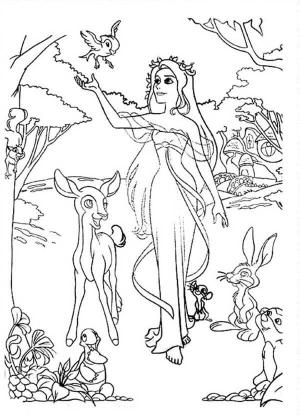 Giselle boyama sayfası,  coloring page, Giselle ve Hayvan, 