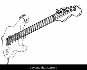 Gitar boyama sayfası – kolay boyama, eğitici aktivite