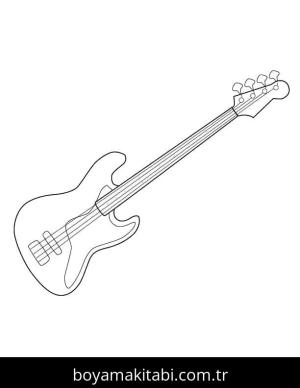 Gitar boyama sayfası – PDF indir, sevimli karakter