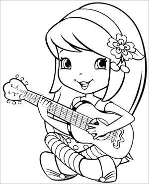 Gitar boyama sayfası,  coloring page, Kiraz Reçeli gitar çalıyor, 