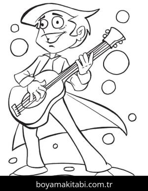 Gitar boyama sayfası – renkli çizimler, okul öncesi