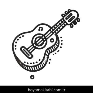 Gitar boyama sayfası – basit çizim, kolay boyama