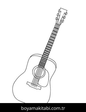 Gitar boyama sayfası – sevimli karakter, sanatsal çalışma
