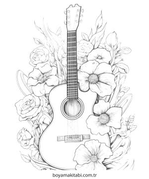 Gitar boyama sayfası – ücretsiz yazdır, boyama etkinliği