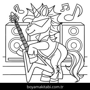 Gitar boyama sayfası – kolay boyama, eğitici aktivite