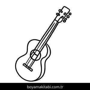 Gitar boyama sayfası – sevimli karakter, sanatsal çalışma