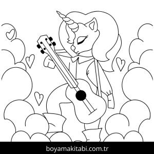 Gitar boyama sayfası – el becerilerini geliştirir, boyama çalışması