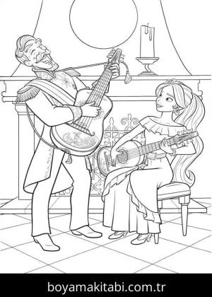 Gitar boyama sayfası – keyifli zaman, renkli çizimler