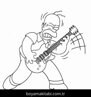 Gitar boyama sayfası – el becerilerini geliştirir, boyama çalışması