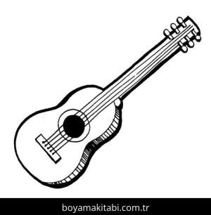 Gitar boyama sayfası – sevimli karakter, sanatsal çalışma