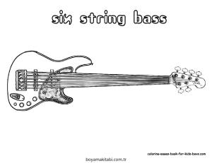 Gitar boyama sayfası – çocuk aktivitesi, PDF indir