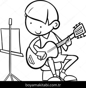 Gitar boyama sayfası – ücretsiz yazdır, boyama etkinliği