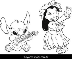 Gitar boyama sayfası – PDF indir, sevimli karakter