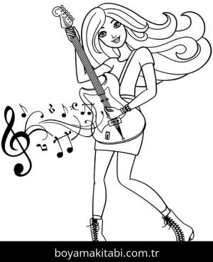 Gitar boyama sayfası – basit çizim, kolay boyama