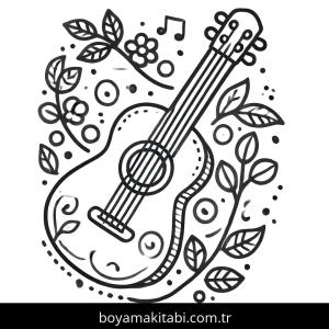 Gitar boyama sayfası – okul öncesi, evde etkinlik
