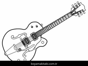 Gitar boyama sayfası – eğlenceli etkinlik, el becerilerini geliştirir