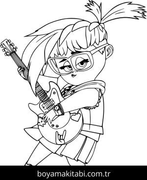 Gitar boyama sayfası – basit çizim, kolay boyama