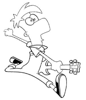 Gitar boyama sayfası,  coloring page, Elektro gitar ile Ferb, 