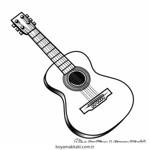 Gitar boyama sayfası – basit çizim, kolay boyama