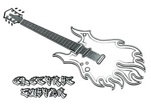 Gitar boyama sayfası,  coloring page, Ateş Elektro Gitar, 