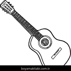 Gitar boyama sayfası – sevimli karakter, sanatsal çalışma