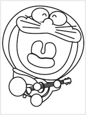 Gitar boyama sayfası,  coloring page, Doraemon Gitar Çalıyor, 