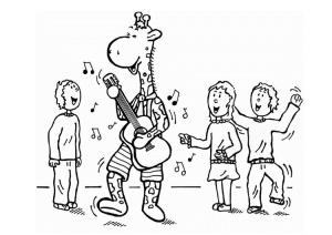 Gitar boyama sayfası,  coloring page, Gitar çalan Zürafa, 