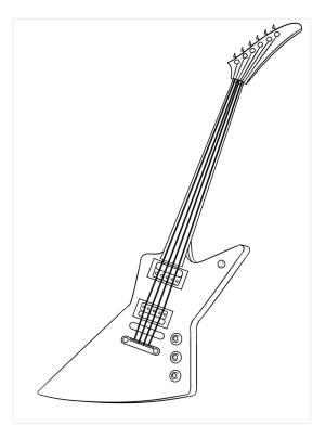 Gitar boyama sayfası,  coloring page, Havalı Gitar, 