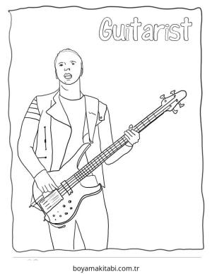Gitar boyama sayfası – okul öncesi, evde etkinlik