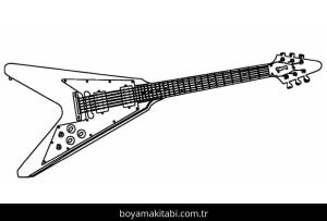 Gitar boyama sayfası – çizgi film temalı, basit çizim