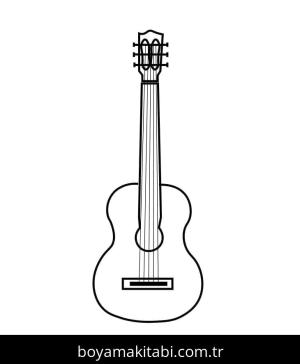 Gitar boyama sayfası – çocuk aktivitesi, PDF indir