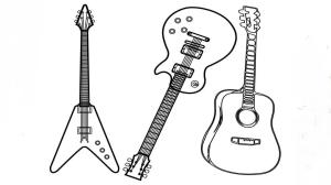 Gitar boyama sayfası,  coloring page, Üç Gitar, 