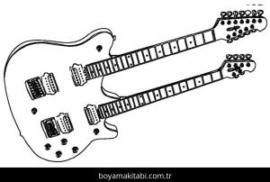 Gitar boyama sayfası – boyama çalışması, yaratıcılığı geliştirir