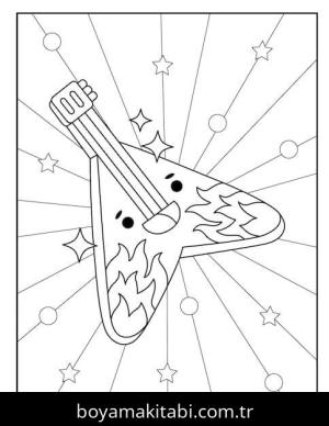 Gitar boyama sayfası – sanatsal çalışma, çocuklar için