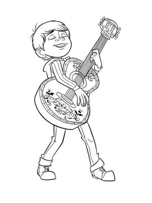 Gitar boyama sayfası,  coloring page, Miguel Gitar çalıyor, 