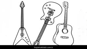 Gitar boyama sayfası – okul öncesi, evde etkinlik