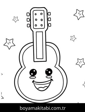Gitar boyama sayfası – kolay boyama, eğitici aktivite