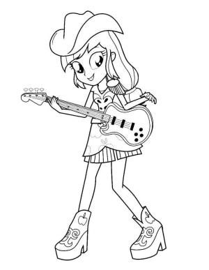 Gitar boyama sayfası,  coloring page, Gitar Tutan Kovboy Kız, 