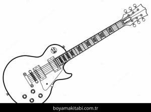 Gitar boyama sayfası – el becerilerini geliştirir, boyama çalışması