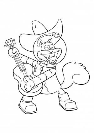 Gitar boyama sayfası,  coloring page, Bir gitar ile Sandy Cheeks, 